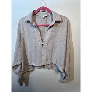 Derek Lam 10 Crosby Silk Blend‎ Top Blouse Button Down Collared Size 4